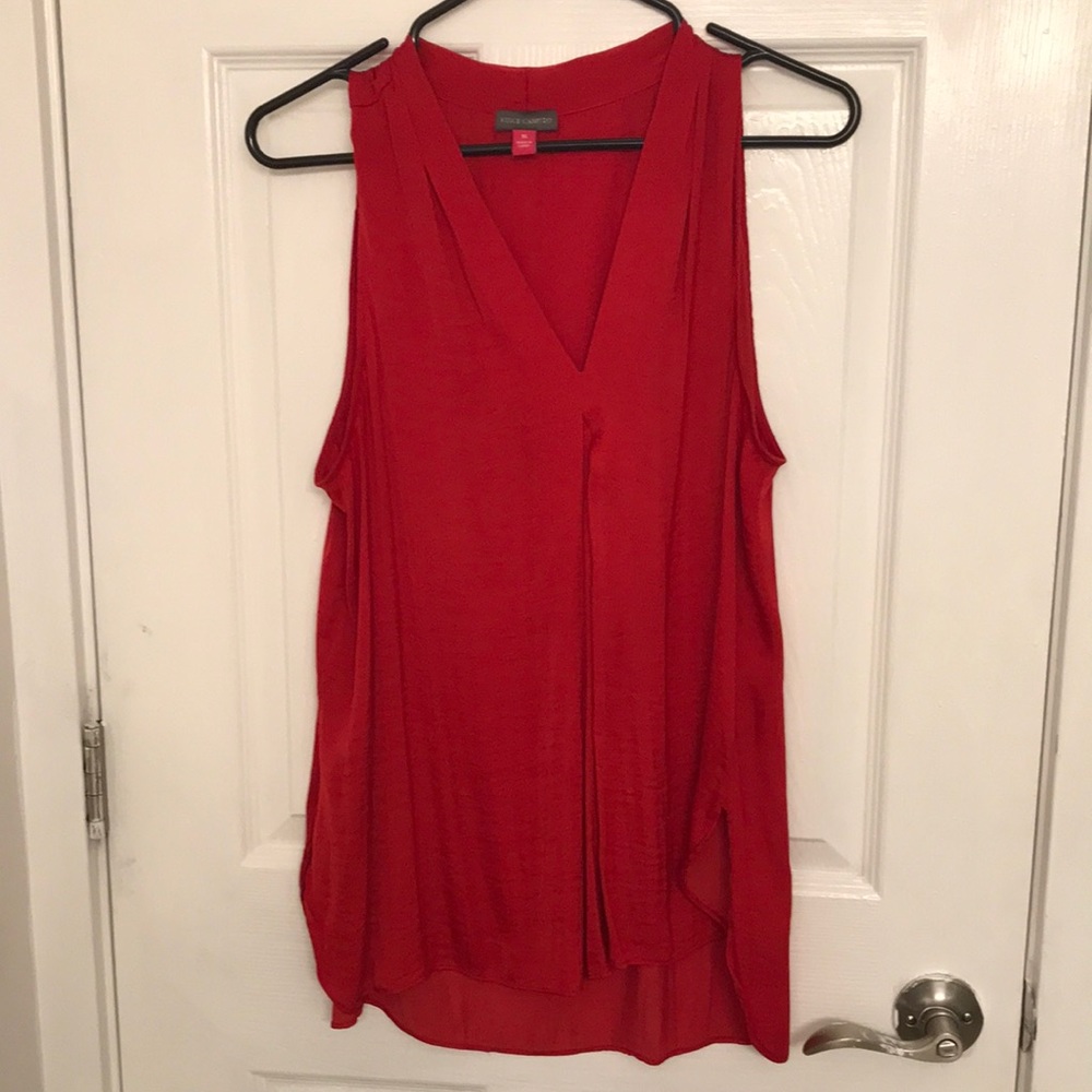 Vince Camuto red sleeveless silky feeling top,
